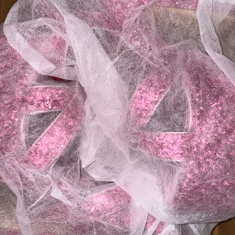 BAMBOO Pink and White Glitter Tulle for Party Decor